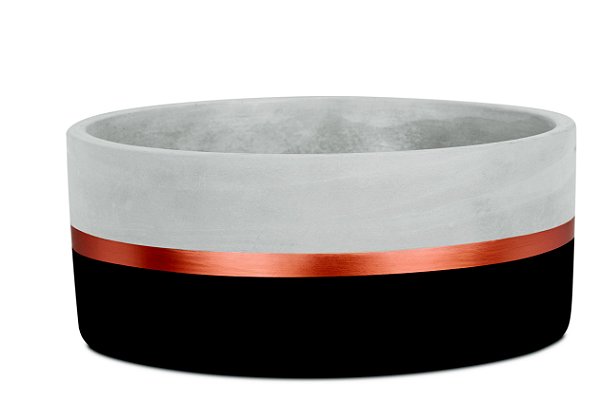 KIT CACHEPOT PRETO E COBRE EM CIMENTO-2 PCS
