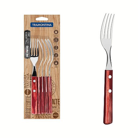 CONJ GARFO MESA INOX 6PC POLYWO VER