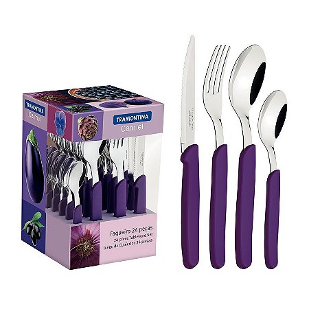 FAQUEIRO INOX 24PC CARMEL PURP/ESCU
