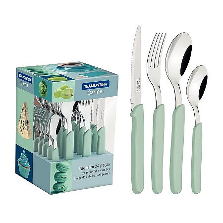 FAQUEIRO INOX 24PC CARMEL TURQ/CLAR
