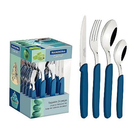 FAQUEIRO INOX 24PC CARMEL TURQ/ESCU