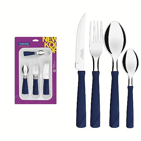 FAQUEIRO INOX 25PC NEW KOLOR AZU