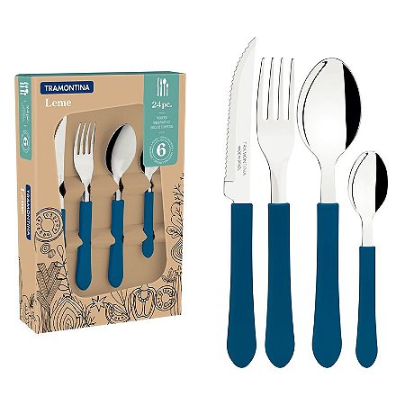 FAQUEIRO INOX 24PC LEME AZU