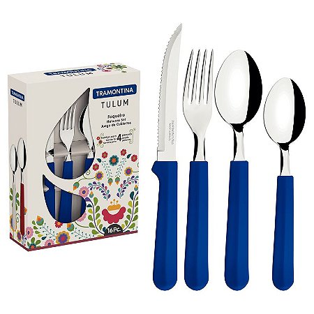 FAQUEIRO INOX 16PC TULUM AZU