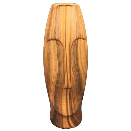 VASO DE CERAMICA ESTILO MADEIRA COM FORMATO DE ROSTO 11CM X