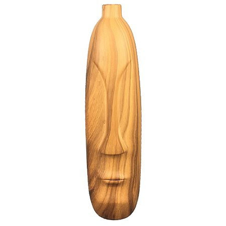 VASO DE CERAMICA ESTILO MADEIRA COM FORMATO DE ROSTO 10,5CM