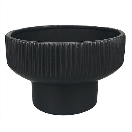 VASO DE CERAMICA PRETO 25CM X 25CM X 15CM