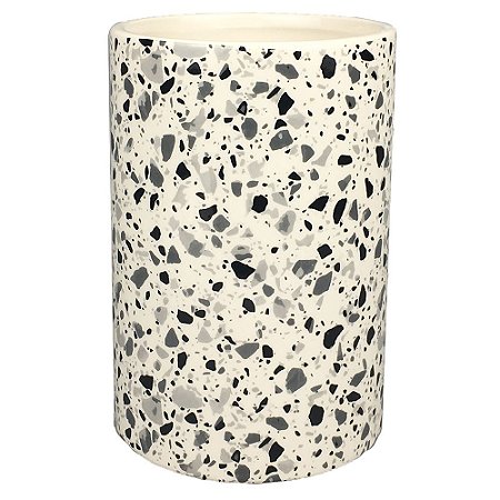 VASO DE CERAMICA BRANCO COM DESENHO ESTILO QUARTZO 12CM X 12