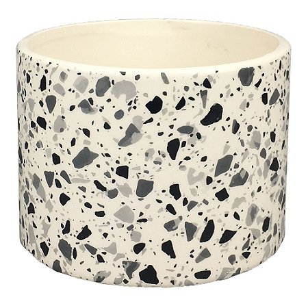VASO DE CERAMICA BRANCO COM DESENHO ESTILO QUARTZO 13,5CM X