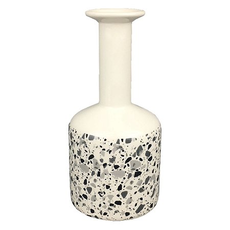 VASO DE CERAMICA BRANCO COM DESENHO ESTILO QUARTZO 10,7CM X