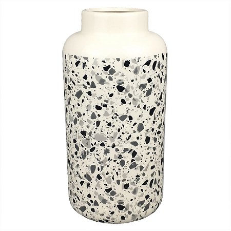 VASO DE CERAMICA BRANCO COM DESENHO ESTILO QUARTZO 12CM X 12