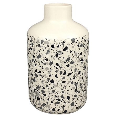 VASO DE CERAMICA BRANCO COM DESENHO ESTILO QUARTZO 13,5CM X