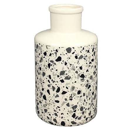 VASO DE CERAMICA BRANCO COM DESENHO ESTILO QUARTZO 11CM X 11