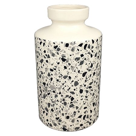 VASO DE CERAMICA BRANCO COM DESENHO ESTILO QUARTZO 13CM X 13
