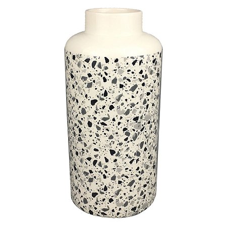 VASO DE CERÂMICA BRANCO COM DESENHO ESTILO QUARTZO 14CM X 14