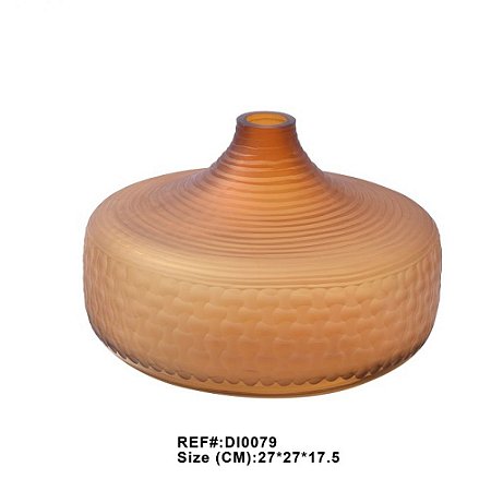 VASO DE VIDRO TRABALHADO AMARELO