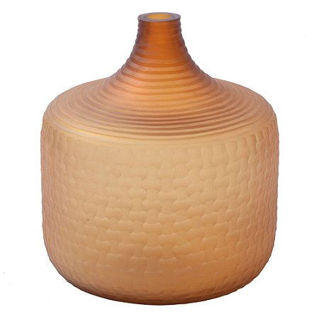 VASO DE VIDRO TRABALHADO AMARELO
