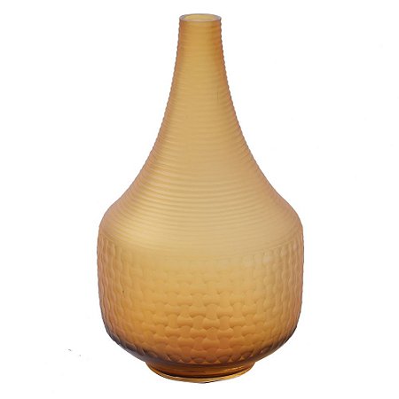 VASO DE VIDRO TRABALHADO AMARELO