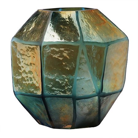 VASO DE VIDRO DOURADO 18,5CM X 15CM X 18CM