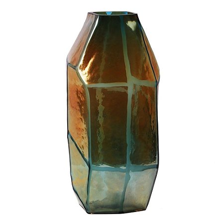 VASO DE VIDRO DOURADO 15,5CM X 14,5CM X 33CM