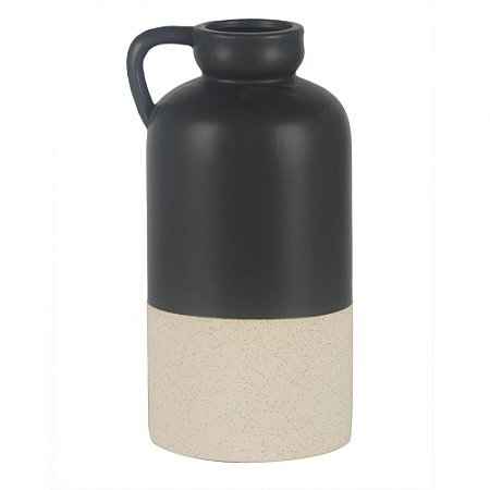 VASO ESTILO JARRA DE CERAMICA PRETO E BRANCO