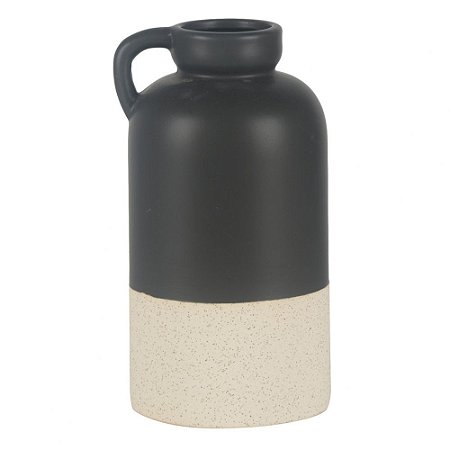 VASO ESTILO JARRA DE CERAMICA PRETO E BRANCO