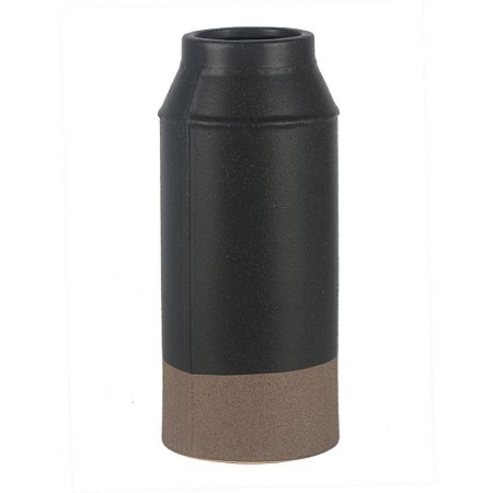 VASO DE CERAMICA PRETO E MARROM