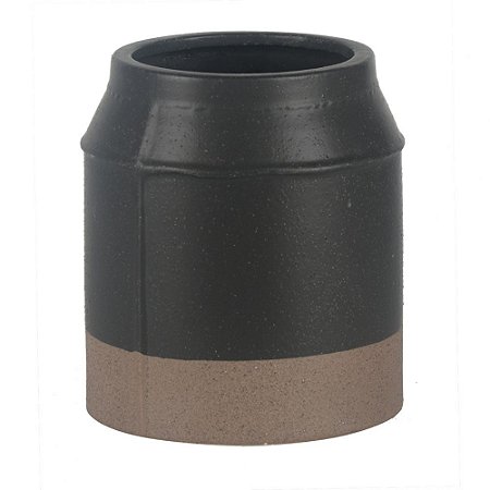 VASO DE CERAMICA PRETO E MARROM