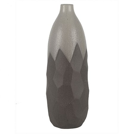 VASO DE CERAMICA CINZA E PRATA