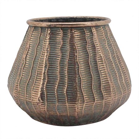 VASO DE METAL RUSTICO DE METAL BRONZE