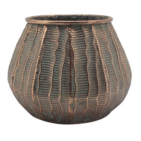 VASO DE METAL RUSTICO DE METAL BRONZE