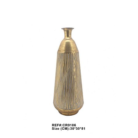 VASO DE CHAO RUSTICO DE METAL DOURADO
