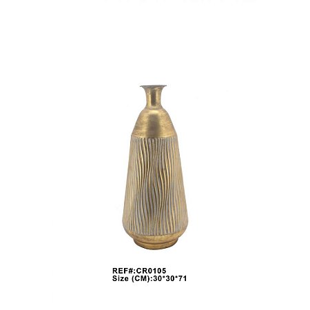 VASO DE CHAO RUSTICO DE METAL DOURADO