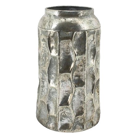 VASO DE METAL PRATA 22CM X 22CM X 27CM