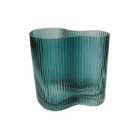 VASO DE VIDRO TRANSPARENTE AZUL