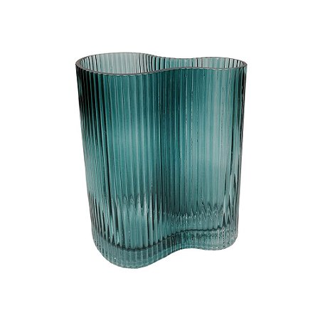VASO DE VIDRO TRANSPARENTE AZUL