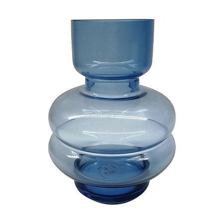 VASO DE VIDRO TRANSPARENTE AZUL