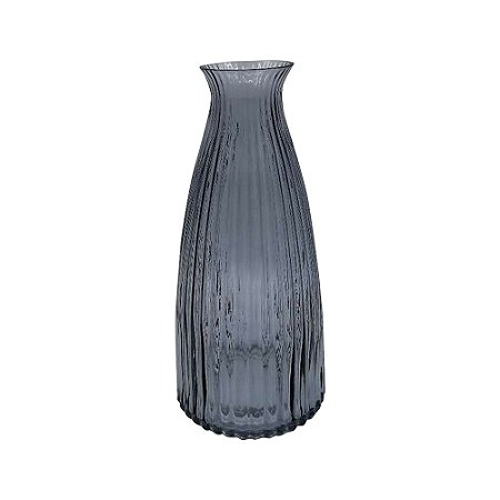 VASO DE VIDRO TRANSPARENTE CINZA