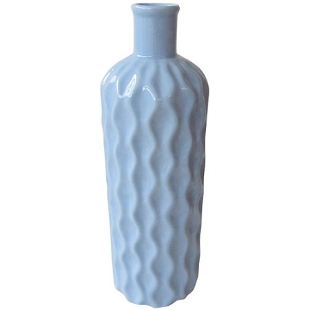 VASO CERAMICA TEXTURE WAVY BOTTLE MEDIO AZUL