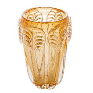 VASO DE VIDRO SODO-CÁLCICO LEAF ÂMBAR 14,5x20,5cm