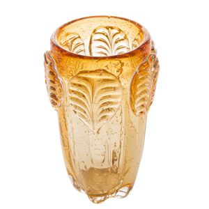 VASO DE VIDRO SODO-CÁLCICO LEAF ÂMBAR 15,5x25cm