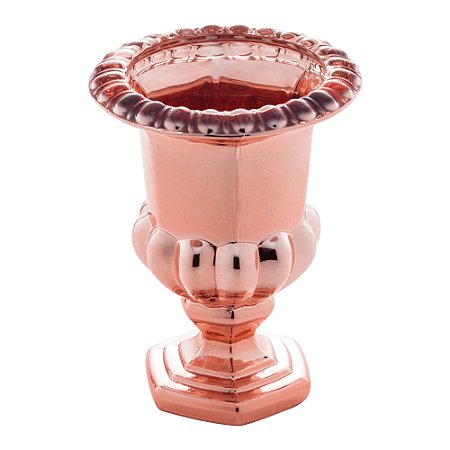 VASO CRISTAL C/PÉ SUSSEX ROSE METALIZADO 12x16cm