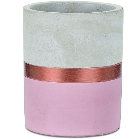 VASO ROSA E COBRE EM CIMENTO
