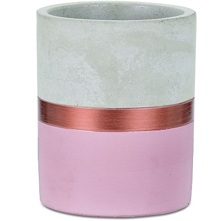 VASO ROSA E COBRE EM CIMENTO