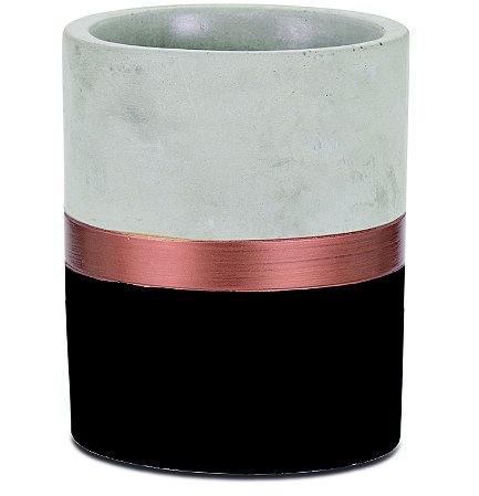 VASO PRETO E COBRE EM CIMENTO