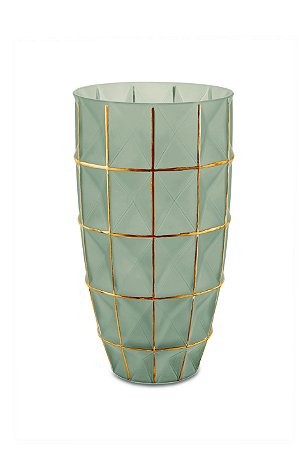 VASO FENDI E DOURADO EM VIDRO