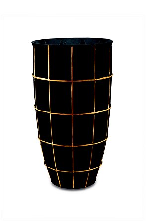 VASO PRETO E DOURADO EM VIDRO
