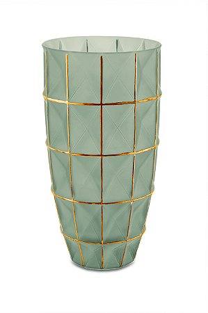 VASO FENDI E DOURADO EM VIDRO