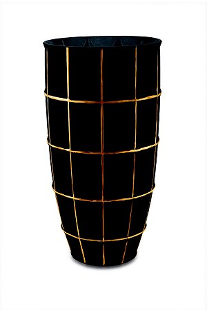 VASO PRETO E DOURADO EM VIDRO