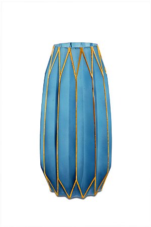 VASO AZUL E DOURADO EM VIDRO